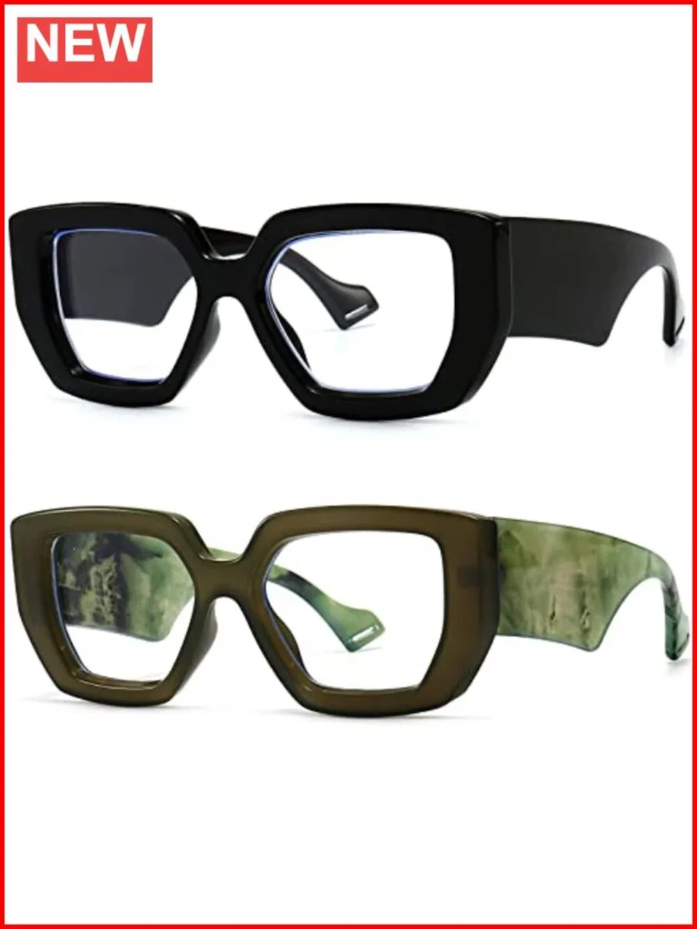 Oversized Square Blue Light Blocking Gaming Glasses Plastic Acetate